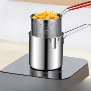 Compact Stainless Steel Deep Fryer Filter Rack Essential for Home Cooking Crispy Chips Fish Easy Use Kitchen Utensil Pans