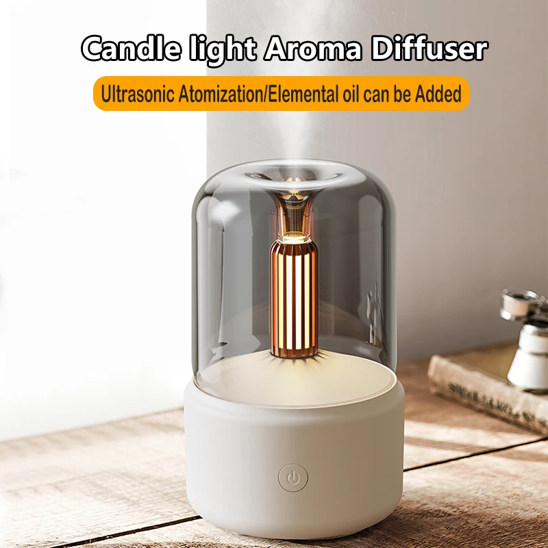 Candlelight Mini Aroma Diffuser USB Air Humidifier Essential Oil Night Light Cold Mist Maker Sprayer for Home Gift