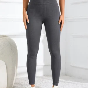 High Waisted Seamless Yoga Leggings, Ribbed Sportswear Tights, Fitness Apparel for Women, Gym and Casual Wear For Fall & Winter