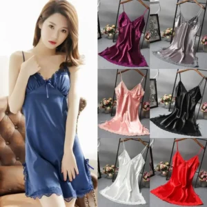 Sexy Lace Patchwork Camisola Lingerie Nighty Wedding Silk Dress Sleep Wear Nightdress Clothes Women's Nightgowns Sexy Nightwear