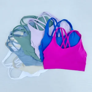 Woman Clothes Gym Top Breathable Sports Bra Cross-Backed Yoga Bra Outdoor Jogging Push Up Fitness Trainning Sportswear Underwear