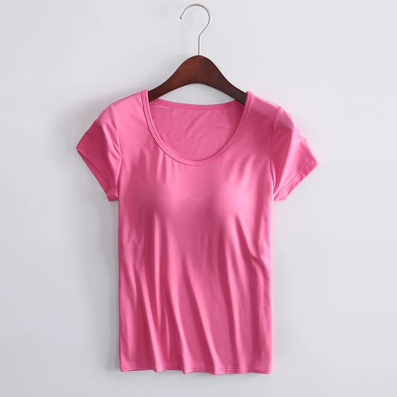 S-4XL Casual One Piece Women's Summer Pajamas Short Sleeve Woman Sleepwear T-shirt Chest Pad Lounge Sleep Shirt Outside Wear Top