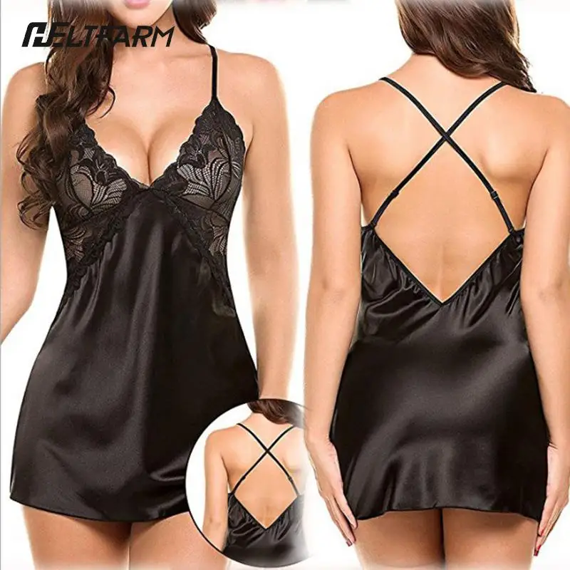 Women Sexy Lace Sling Lingerie Nightwear Robe Babydoll Attractive Sexy Sleepwear Charming Night Dress Sleep Wear 1pcs
